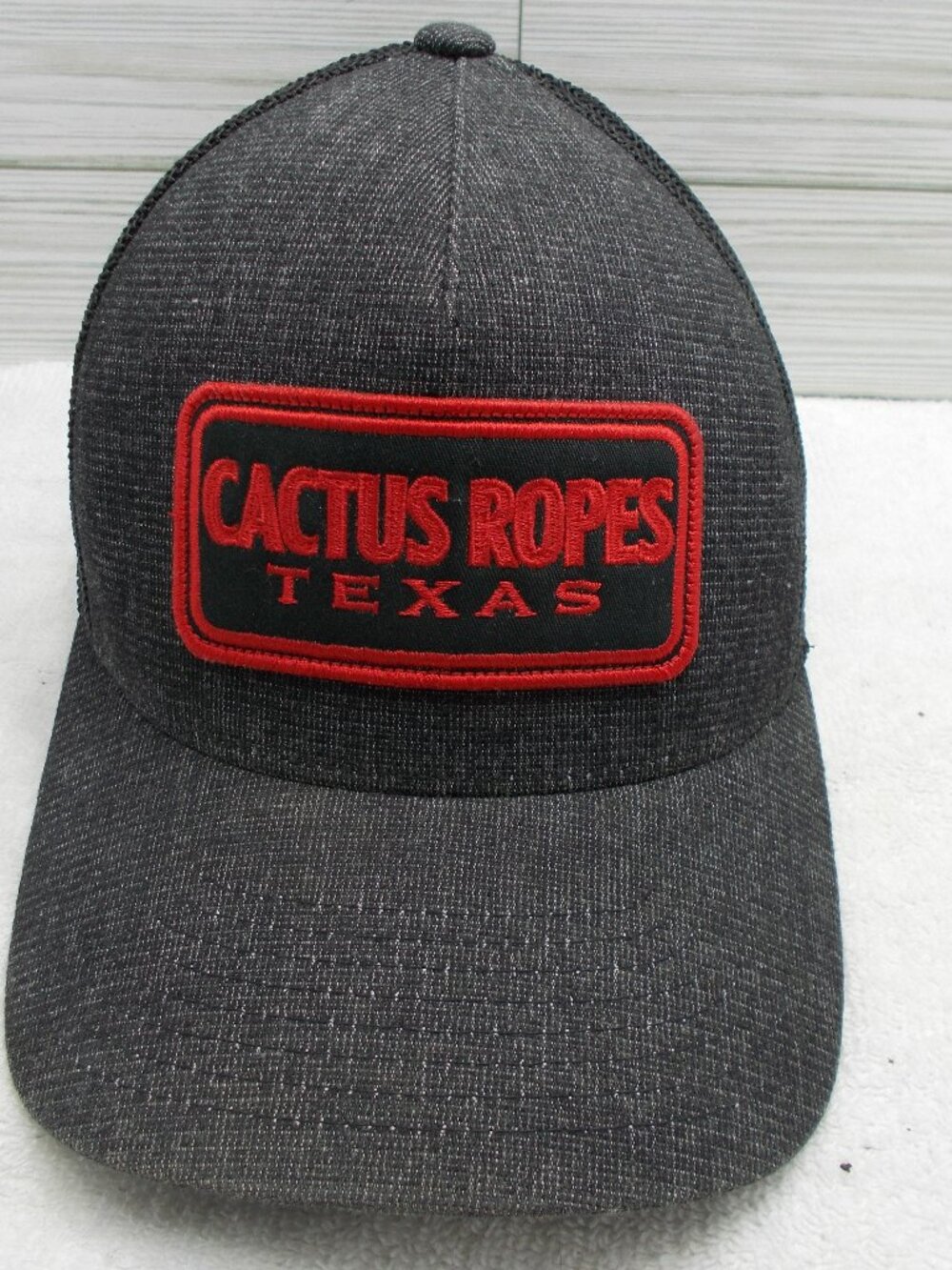 HOOEY Cactus Ropes Texas Flexfit Cap/Hat Black & Red Size S/M